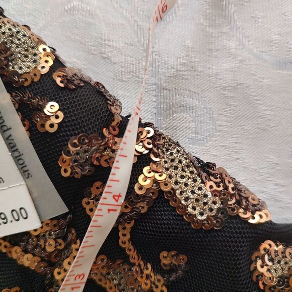 Alex Evenings Black Gold Sleeveless Sequined Formal Gown Size 10 - Picture 10 of 11